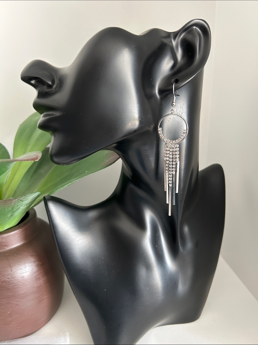 Dramatic Rhinestone Fringe Statement Earring — SINGLE - Picture 5 of 7